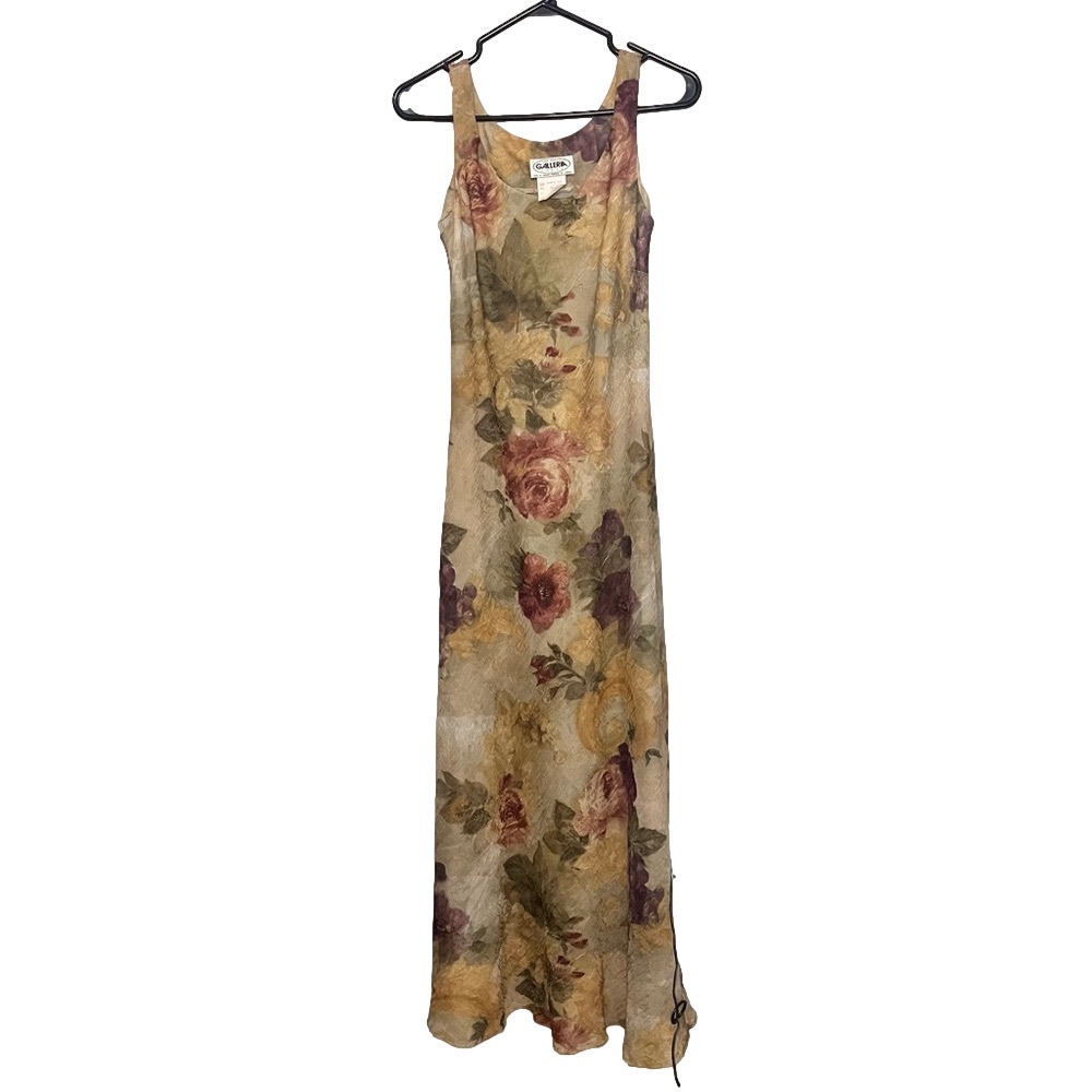 Vintage Floral Sleeveless Maxi Dress Women’s 5/6